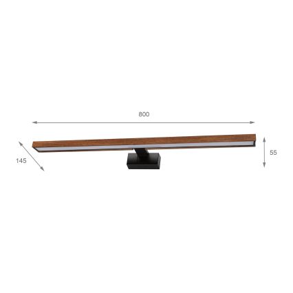 Brilagi - Éclairage LED 3-en-1 pour miroir WOODY MIRROR LED/15W/230V 80 cm IP44 noir/chêne cerise