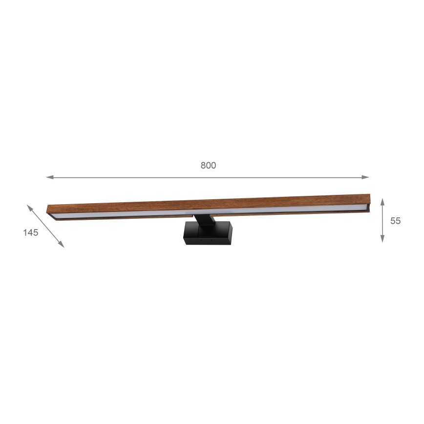 Brilagi - Éclairage LED 3-en-1 pour miroir WOODY MIRROR LED/15W/230V 80 cm IP44 noir/chêne cerise