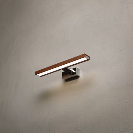 Brilagi - Éclairage LED pour miroir de salle de bains 3 en 1 WOODY MIRROR LED/8W/230V 40 cm IP44 chrome brillant / chêne cerise