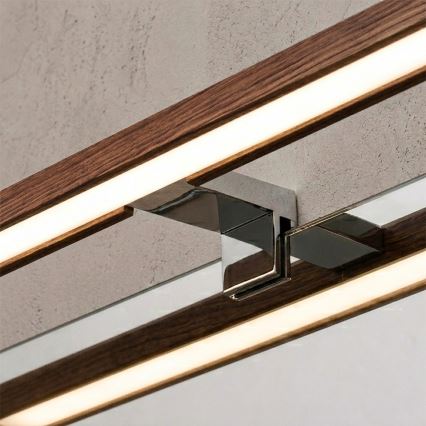 Brilagi - Éclairage LED pour miroir de salle de bains 3 en 1 WOODY MIRROR LED/8W/230V 40 cm IP44 chrome brillant / chêne cerise