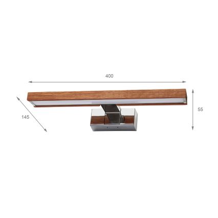 Brilagi - Éclairage LED pour miroir de salle de bains 3 en 1 WOODY MIRROR LED/8W/230V 40 cm IP44 chrome brillant / chêne cerise