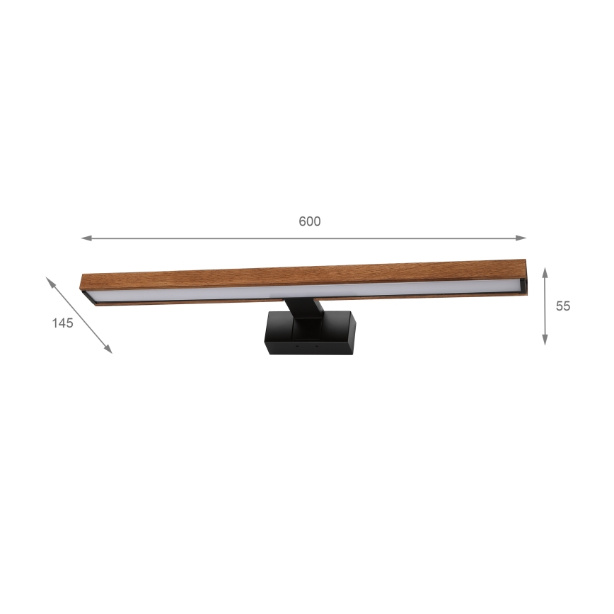 Brilagi - Éclairage LED pour miroir de salle de bains 3 en 1 WOODY MIRROR LED/12W/230V 60 cm IP44 noir/chêne cerisier