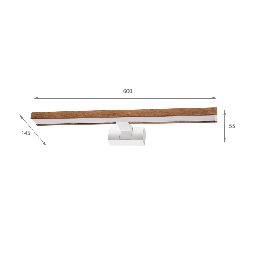 Brilagi - Éclairage LED 3-en-1 pour miroir de salle de bains WOODY MIRROR LED/12W/230V 60 cm IP44 blanc/chêne/cerisier