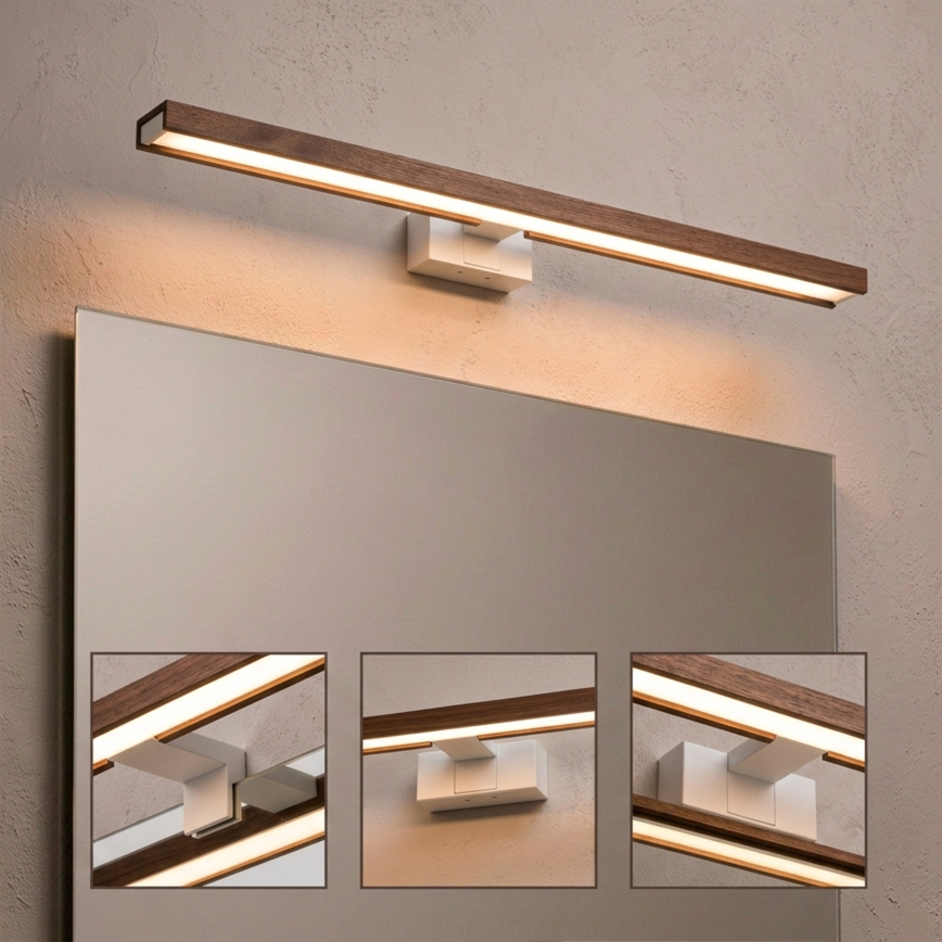 Brilagi - Éclairage miroir LED 3 en 1 WOODY MIRROR LED/15W/230V 80 cm IP44 blanc/chêne-cerisier