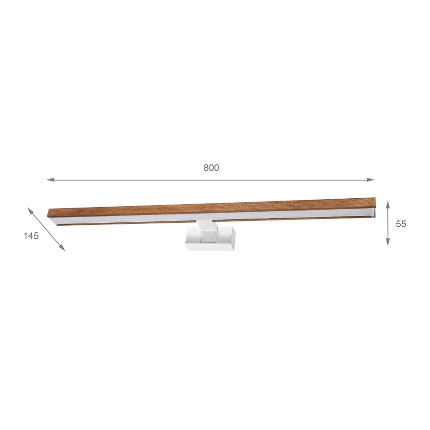 Brilagi - Éclairage miroir LED 3 en 1 WOODY MIRROR LED/15W/230V 80 cm IP44 blanc/chêne-cerisier