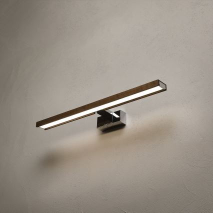 Brilagi - Éclairage LED 3 en 1 pour miroir de salle de bains WOODY MIRROR LED/12W/230V 60 cm IP44 chrome brillant/chêne/noyer