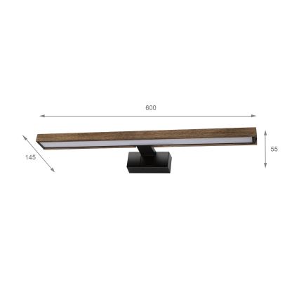 Brilagi - Éclairage LED 3-en-1 pour miroir de salle de bains WOODY MIRROR LED/12W/230V IP44 noir/chêne noyer