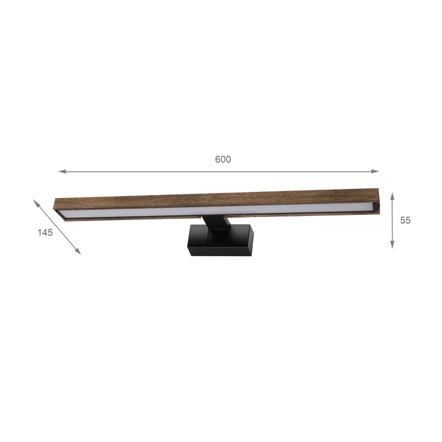 Brilagi - Éclairage LED 3-en-1 pour miroir de salle de bains WOODY MIRROR LED/12W/230V IP44 noir/chêne noyer