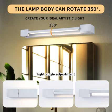 Brilagi - Éclairage LED pour miroir de salle de bains AQUA LINE LED / 12 W / 230 V / 45 cm / IP44 / chrome mat / IRC 90