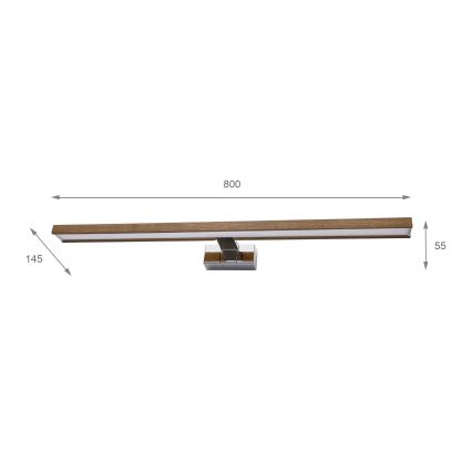 BRILAGI - Éclairage LED pour miroir de salle de bains WOODY MIRROR 3v1 LED/15W/230V 80 cm IP44 chrome brillant/chêne noyer