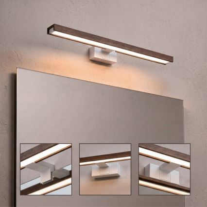 Brilagi - Éclairage LED pour miroir de salle de bains WOODY MIRROR 3 en 1 LED/12W/230V 60 cm IP44 blanc/chêne noyer