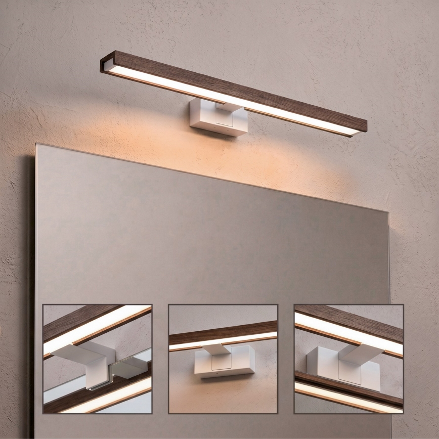 Brilagi - Éclairage LED pour miroir de salle de bains WOODY MIRROR 3 en 1 LED/12W/230V 60 cm IP44 blanc/chêne noyer