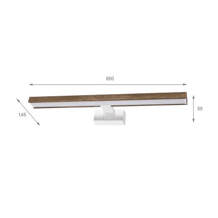 Brilagi - Éclairage LED pour miroir de salle de bains WOODY MIRROR 3 en 1 LED/12W/230V 60 cm IP44 blanc/chêne noyer