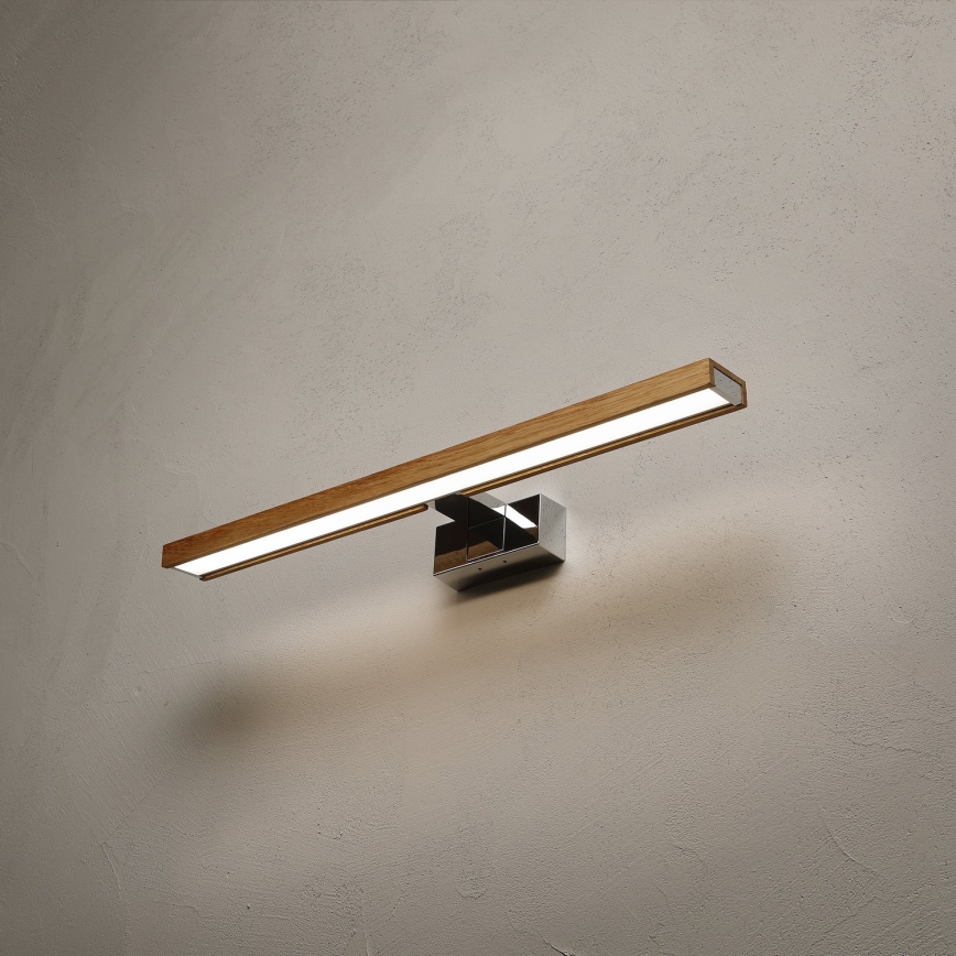 Brilagi - Éclairage LED pour miroir de salle de bains 3-en-1 WOODY MIRROR LED/12W/230V 60 cm IP44 chrome brillant/chêne