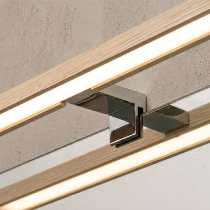 Brilagi - Éclairage LED pour miroir de salle de bains 3-en-1 WOODY MIRROR LED/12W/230V 60 cm IP44 chrome brillant/chêne