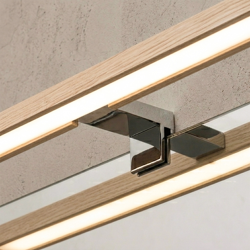 Brilagi - Éclairage LED pour miroir de salle de bains 3-en-1 WOODY MIRROR LED/12W/230V 60 cm IP44 chrome brillant/chêne