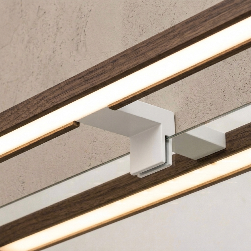 Brilagi - Éclairage miroir LED pour salle de bains 3 en 1 WOODY MIRROR LED/15W/230V 80 cm IP44 blanc/chêne-noyer