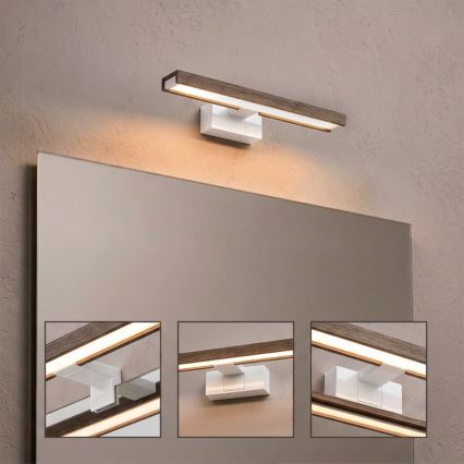 Brilagi - Éclairage LED 3-en-1 pour miroir de salle de bains WOODY MIRROR LED/8W/230V 40 cm IP44 blanc/chêne