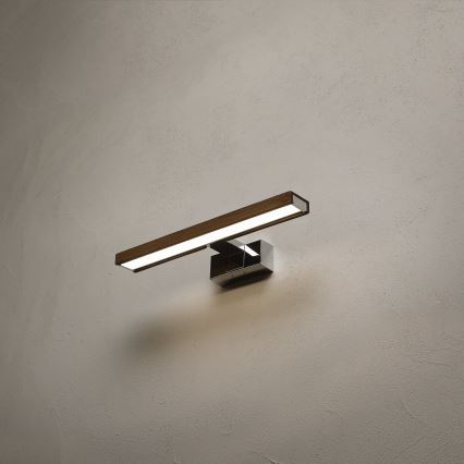 Brilagi - Éclairage LED 3 en 1 pour miroir WOODY MIRROR LED/8W/230V 40 cm IP44 chromé brillant/chêne-noyer