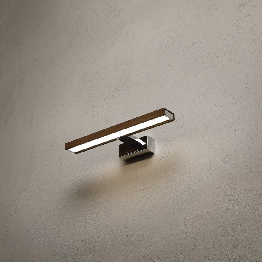 Brilagi - Éclairage LED 3 en 1 pour miroir WOODY MIRROR LED/8W/230V 40 cm IP44 chromé brillant/chêne-noyer