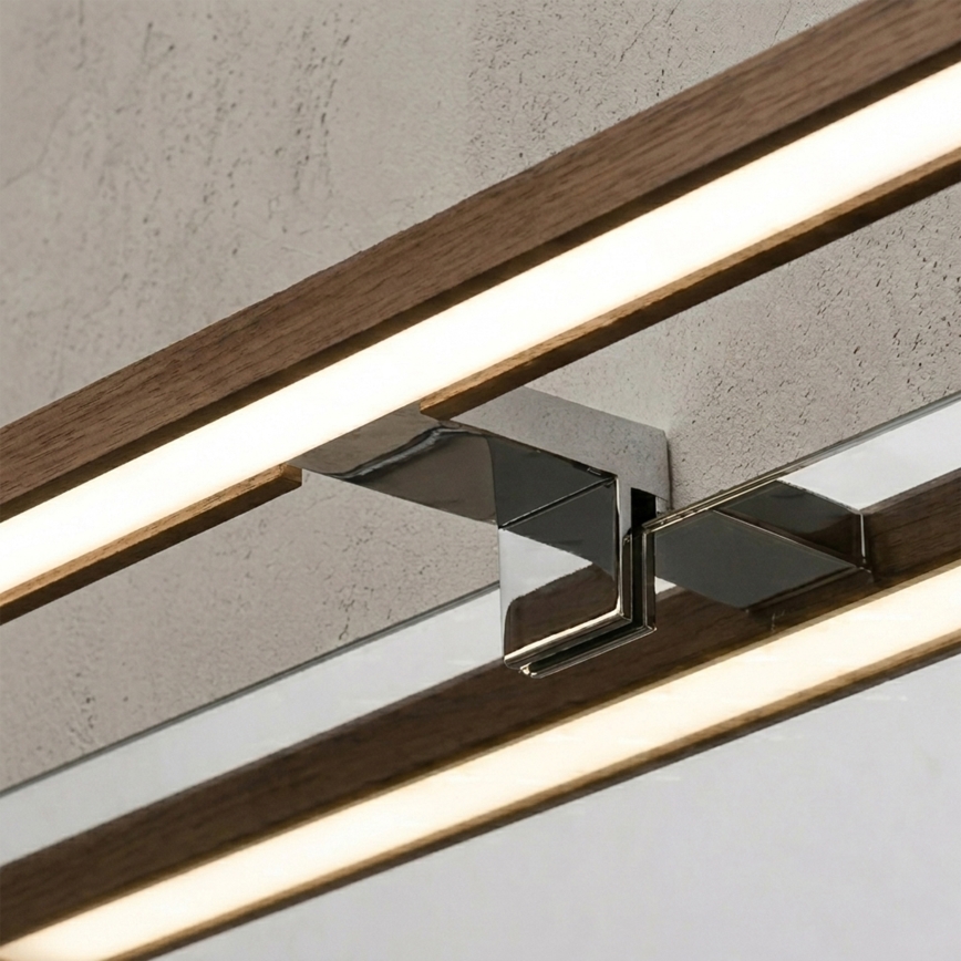Brilagi - Éclairage LED 3 en 1 pour miroir WOODY MIRROR LED/8W/230V 40 cm IP44 chromé brillant/chêne-noyer