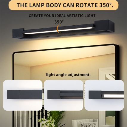 Brilagi - Éclairage LED pour miroir de salle de bains AQUA LINE LED/12W/230V 45 cm IP44 noir IRC 90