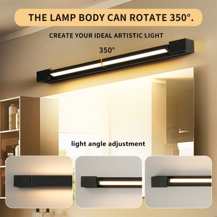 Brilagi - Éclairage LED pour miroir de salle de bains AQUA LINE LED/18W/230V 60 cm IP44 noir IRC 90