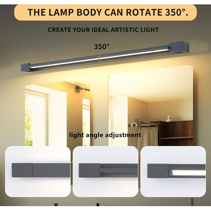 Brilagi - Éclairage LED pour miroir de salle de bains AQUA LINE LED/36W/230V 120 cm IP44 anthracite CRI 90