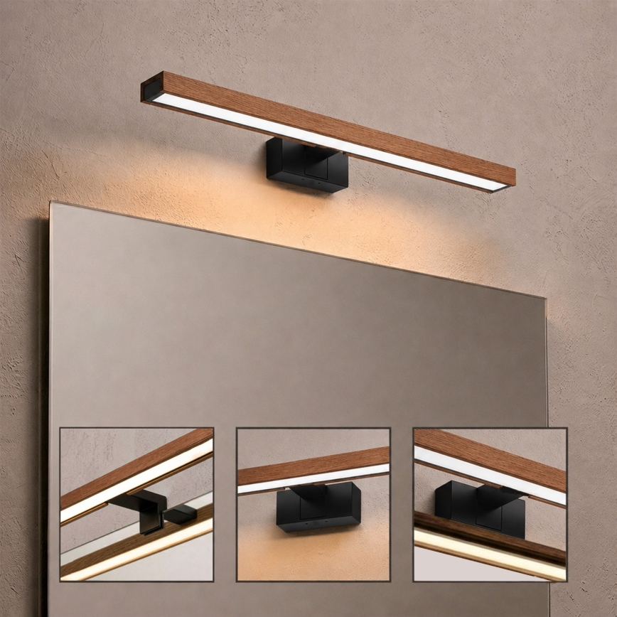 Brilagi - Éclairage LED pour miroir de salle de bains WOODY MIRROR 3v1 LED/12W/230V 60 cm IP44 noir/bois de cerisier