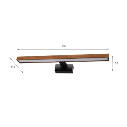 Brilagi - Éclairage LED pour miroir de salle de bains WOODY MIRROR 3v1 LED/12W/230V 60 cm IP44 noir/bois de cerisier
