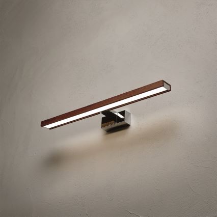 Brilagi - Éclairage LED pour miroir de salle de bains WOODY MIRROR 3 en 1, LED 12W/230V, 60 cm, IP44, chrome brillant/chêne cerise