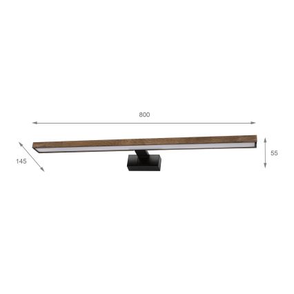 Brilagi - Éclairage LED pour miroir de salle de bains WOODY MIRROR 3 en 1 LED/15W/230V 80 cm IP44 noir/chêne/noyer