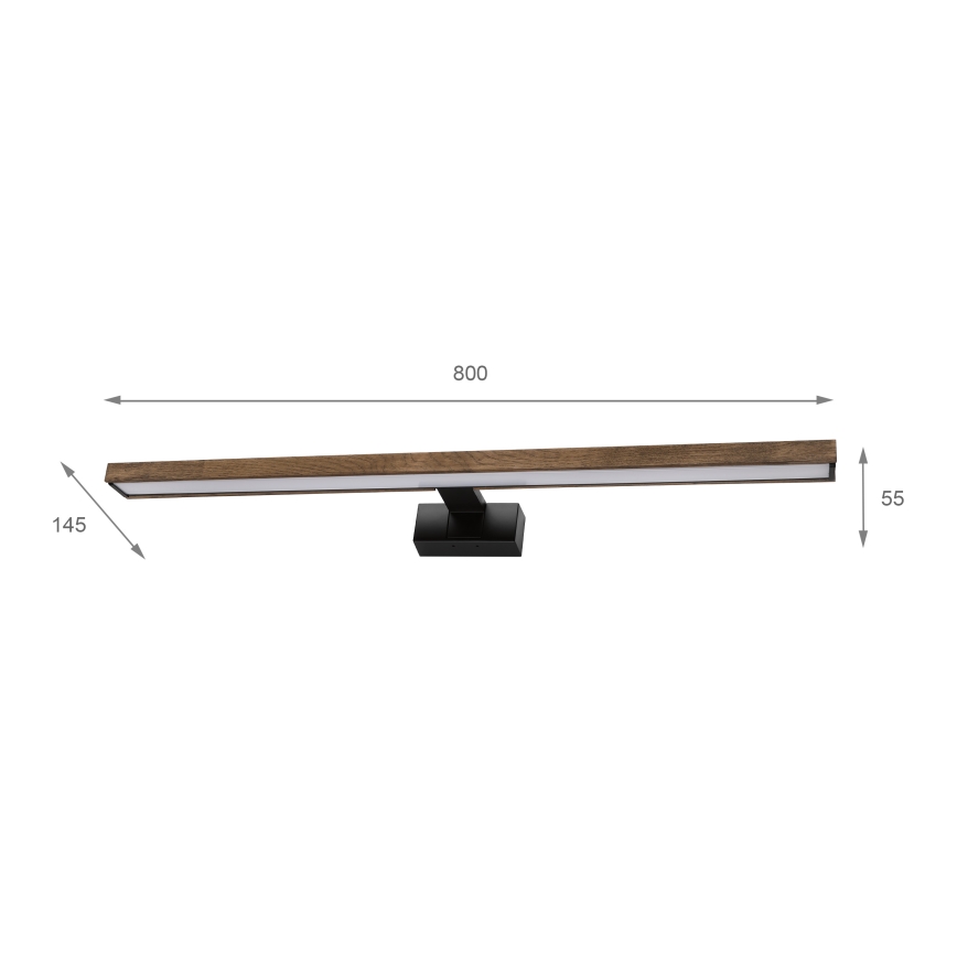 Brilagi - Éclairage LED pour miroir de salle de bains WOODY MIRROR 3 en 1 LED/15W/230V 80 cm IP44 noir/chêne/noyer