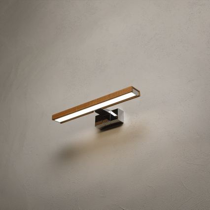 Brilagi - Éclairage LED pour miroir de salle de bains WOODY MIRROR 3 en 1 LED/8W/230V 40 cm IP44 chrome brillant/chêne