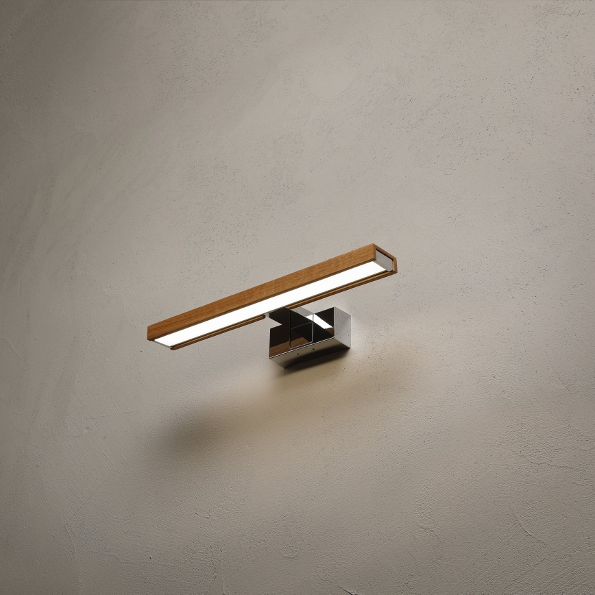Brilagi - Éclairage LED pour miroir de salle de bains WOODY MIRROR 3 en 1 LED/8W/230V 40 cm IP44 chrome brillant/chêne