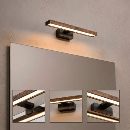 Brilagi - Éclairage LED pour miroir de salle de bains WOODY MIRROR 3 en 1 LED/8W/230V 40 cm IP44 noir/chêne