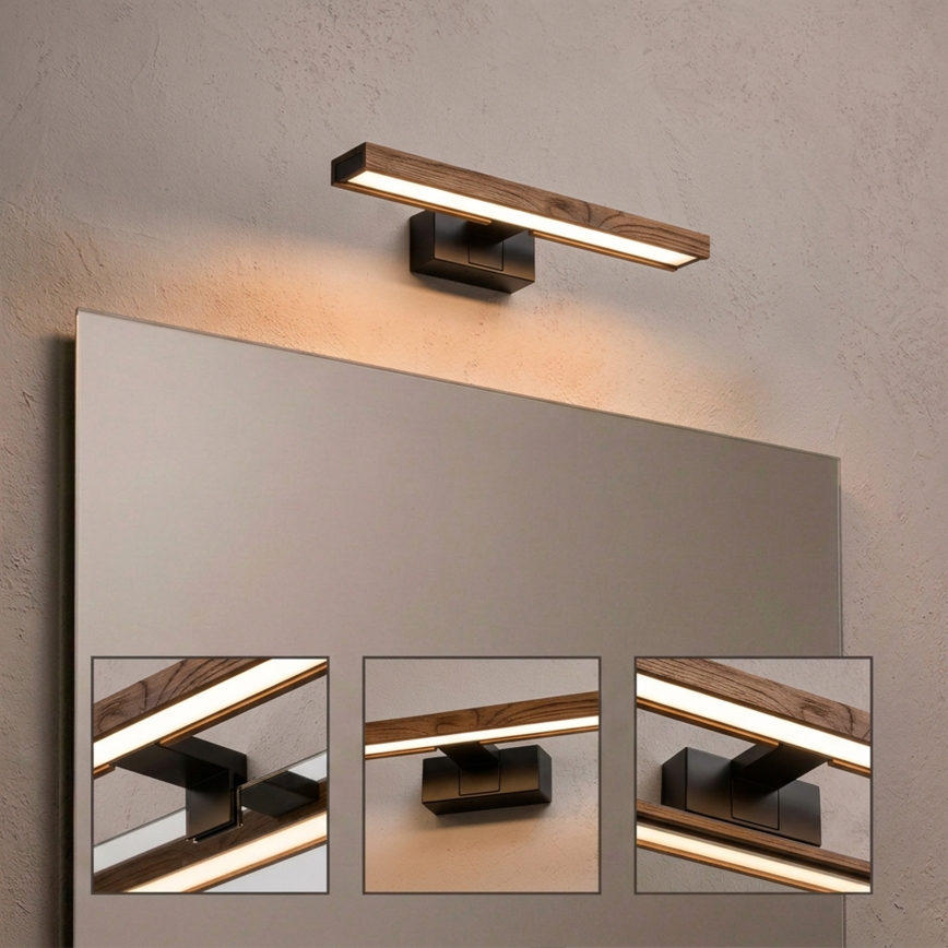 Brilagi - Éclairage LED pour miroir de salle de bains WOODY MIRROR 3 en 1 LED/8W/230V 40 cm IP44 noir/chêne