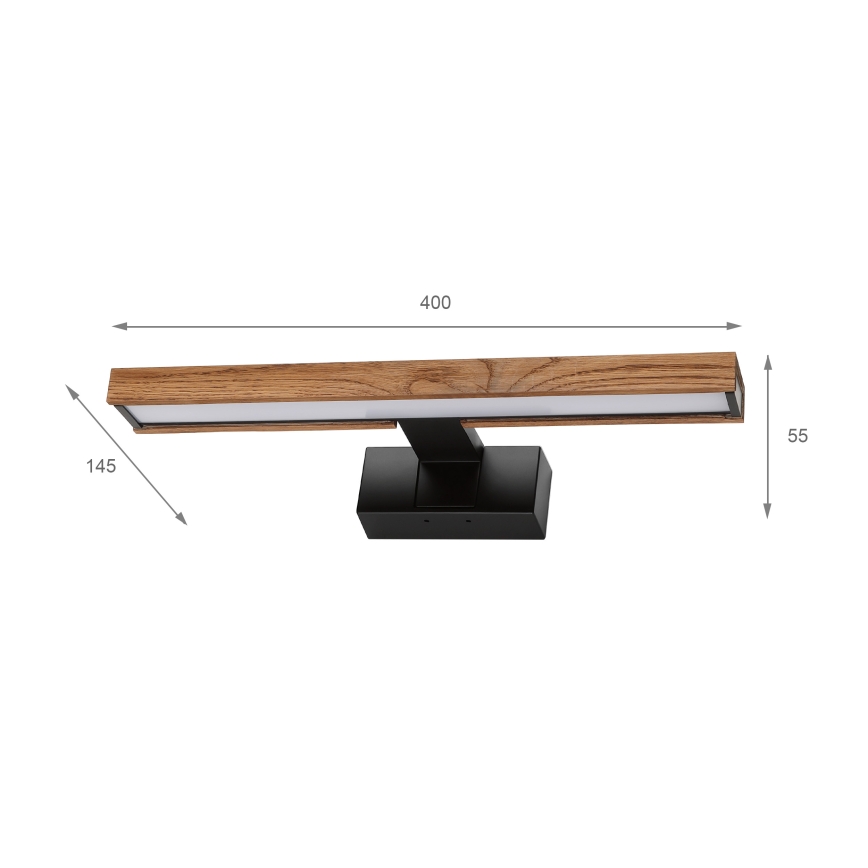 Brilagi - Éclairage LED pour miroir de salle de bains WOODY MIRROR 3 en 1 LED/8W/230V 40 cm IP44 noir/chêne