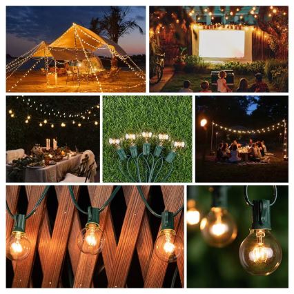 Brilagi - Guirlande décorative LED d'extérieur GIRLANDA, 25 douilles E12, 0,8 W, 230 V, 20 m, verte, IP44, blanc chaud