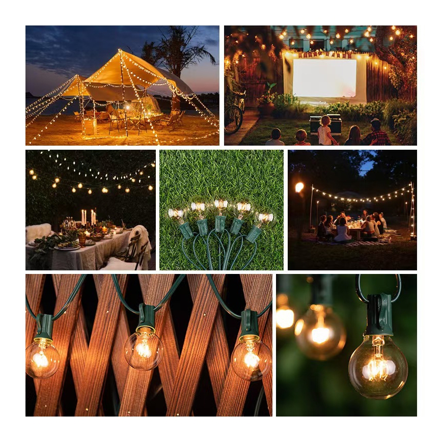 Brilagi - Guirlande décorative LED d'extérieur GIRLANDA, 25 douilles E12, 0,8 W, 230 V, 20 m, verte, IP44, blanc chaud