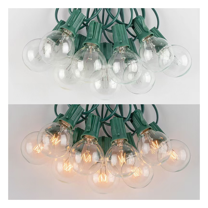 Brilagi - Guirlande décorative LED d'extérieur GIRLANDA, 25 douilles E12, 0,8 W, 230 V, 20 m, verte, IP44, blanc chaud