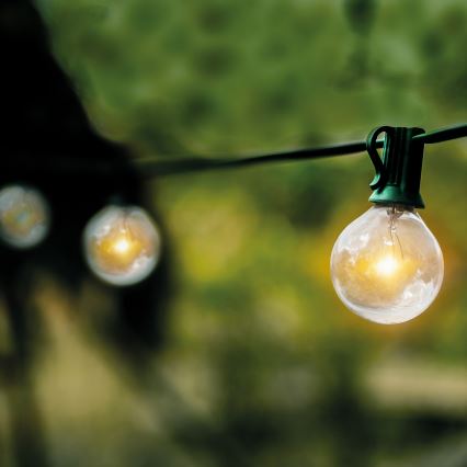 Brilagi - Guirlande décorative LED d'extérieur GIRLANDA, 25 douilles E12, 0,8 W, 230 V, 20 m, verte, IP44, blanc chaud