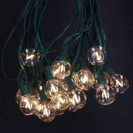Brilagi - Guirlande décorative LED d'extérieur GIRLANDA, 25 douilles E12, 0,8 W, 230 V, 20 m, verte, IP44, blanc chaud