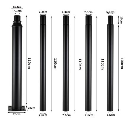 Brilagi - Lampadaire LED d'extérieur avec mât de 5 m URBANSPARK LED/120W/230V noir IP65