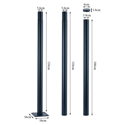 Brilagi - Lampadaire LED extérieur pour rue avec mât de 3 m URBANSPARK LED/120W/230V anthracite IP65