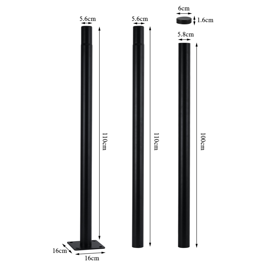 Brilagi - Lampadaire LED d'extérieur avec mât 3 m URBANSPARK LED/60W/230V, noir, IP65