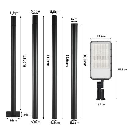 Brilagi - Lampadaire d'extérieur LED avec poteau articulé 4 m URBANLIGHT LED/200W/230V noir IP65