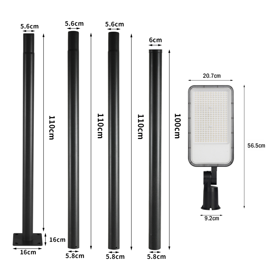 Brilagi - Lampadaire d'extérieur LED avec poteau articulé 4 m URBANLIGHT LED/200W/230V noir IP65