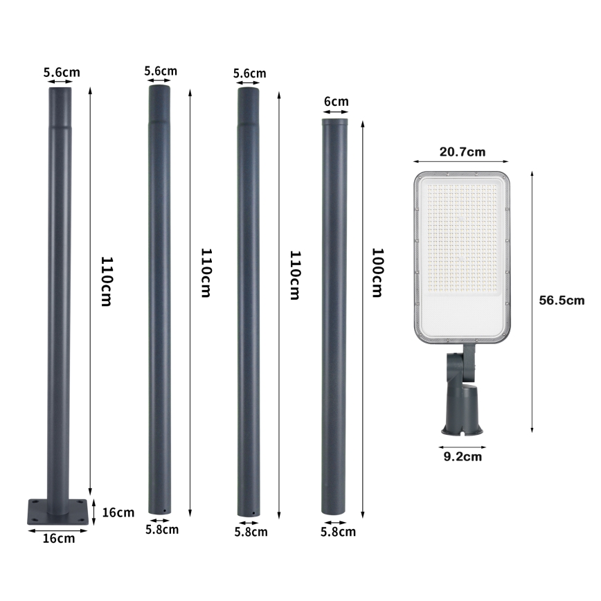 Brilagi - Lampadaire urbain LED d'extérieur avec mât articulé 4 m URBANLIGHT LED/200W/230V anthracite IP65