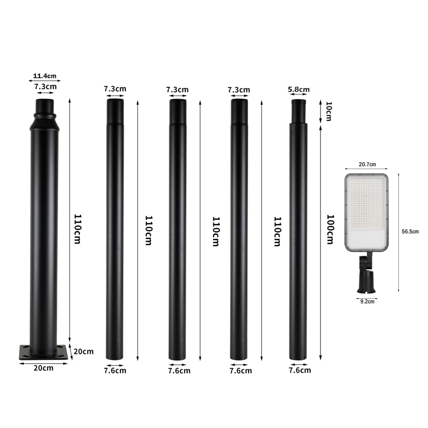 Brilagi - Lampadaire LED d'extérieur avec mât articulé de 5 m URBANLIGHT LED/200W/230V noir IP65